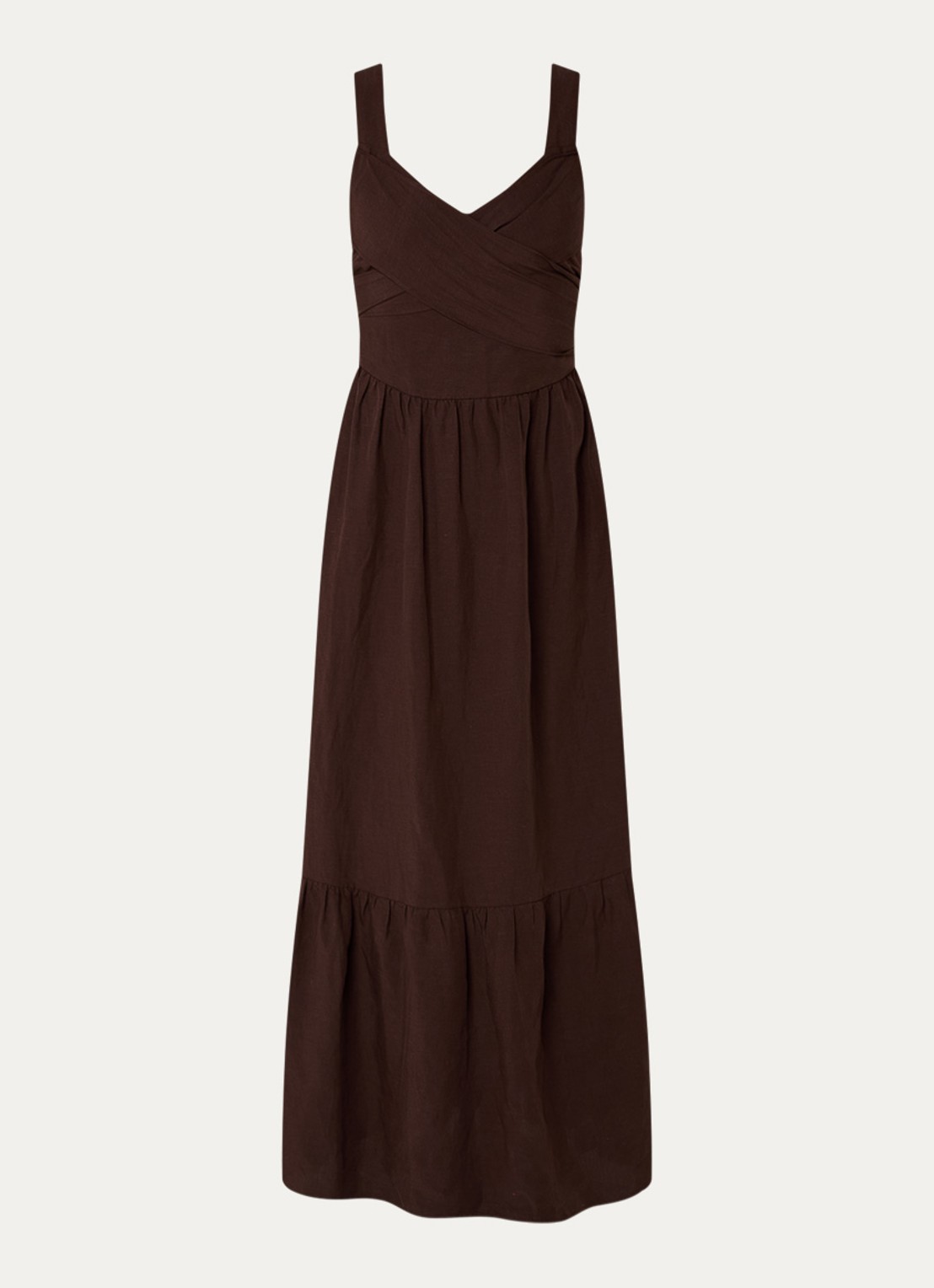 Liu Jo Maxi jurk met V-hals - voorkant 2 donkerbruin