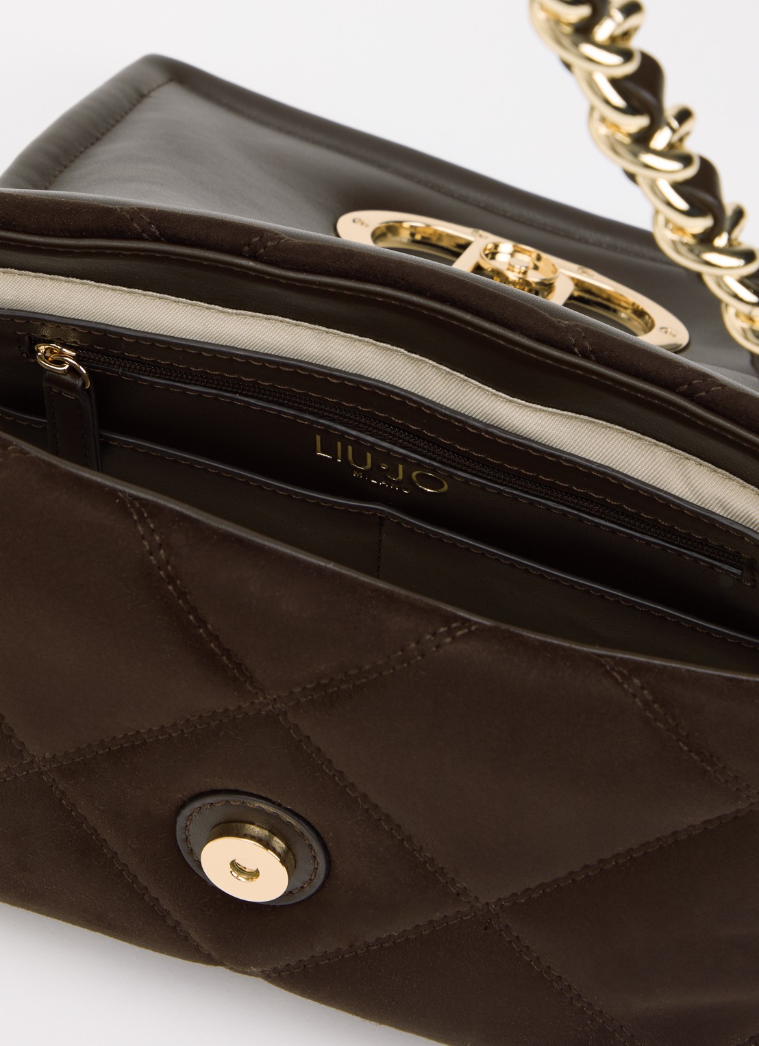 Liu Jo Medium LaPuffy crossbodytas met quilt patroon en afneembare schouderriem - detail donkerbruin
