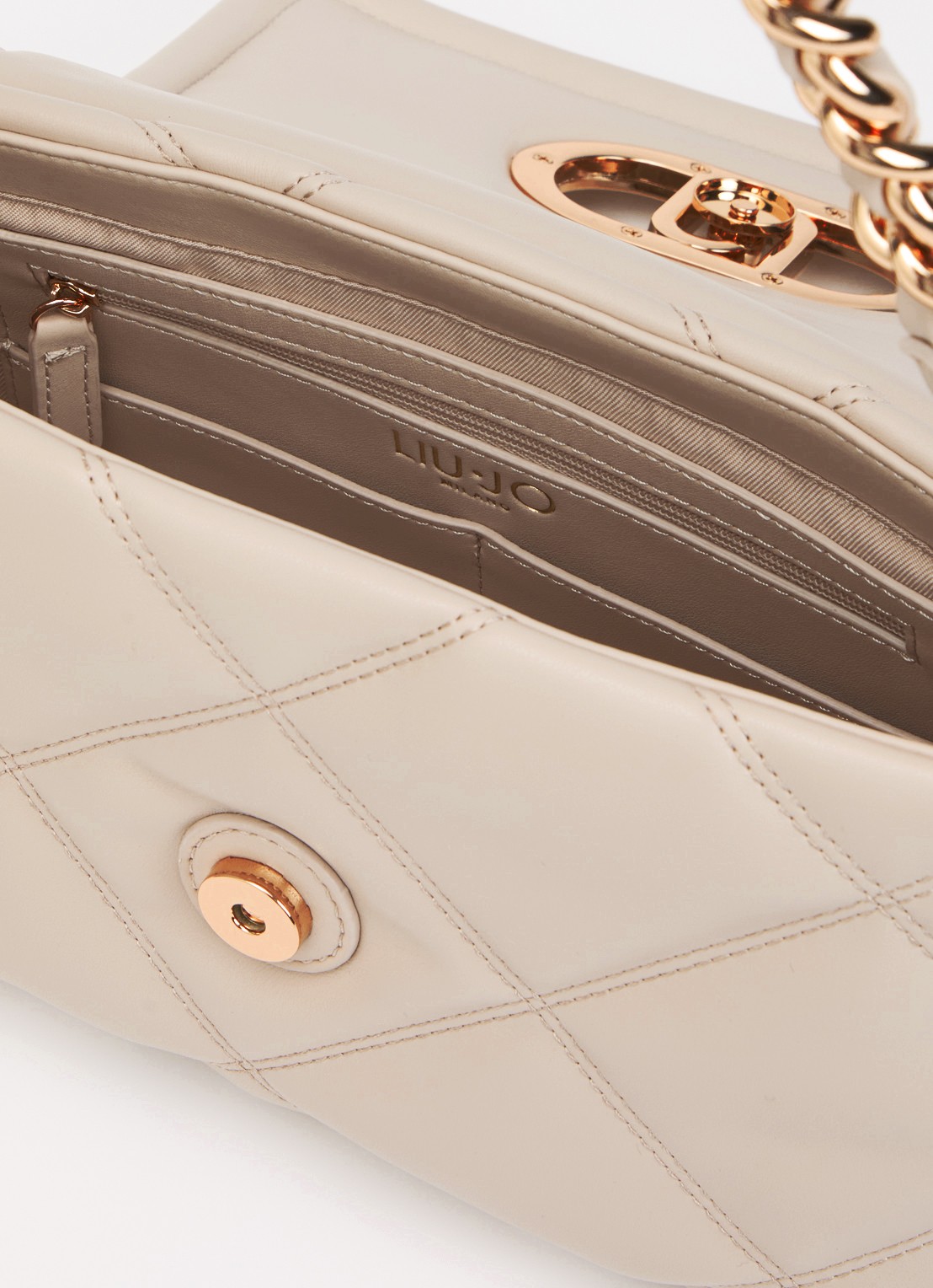Liu Jo Medium LaPuffy schoudertas met quilt patroon en afneembare schouderriem - detail 3 creme