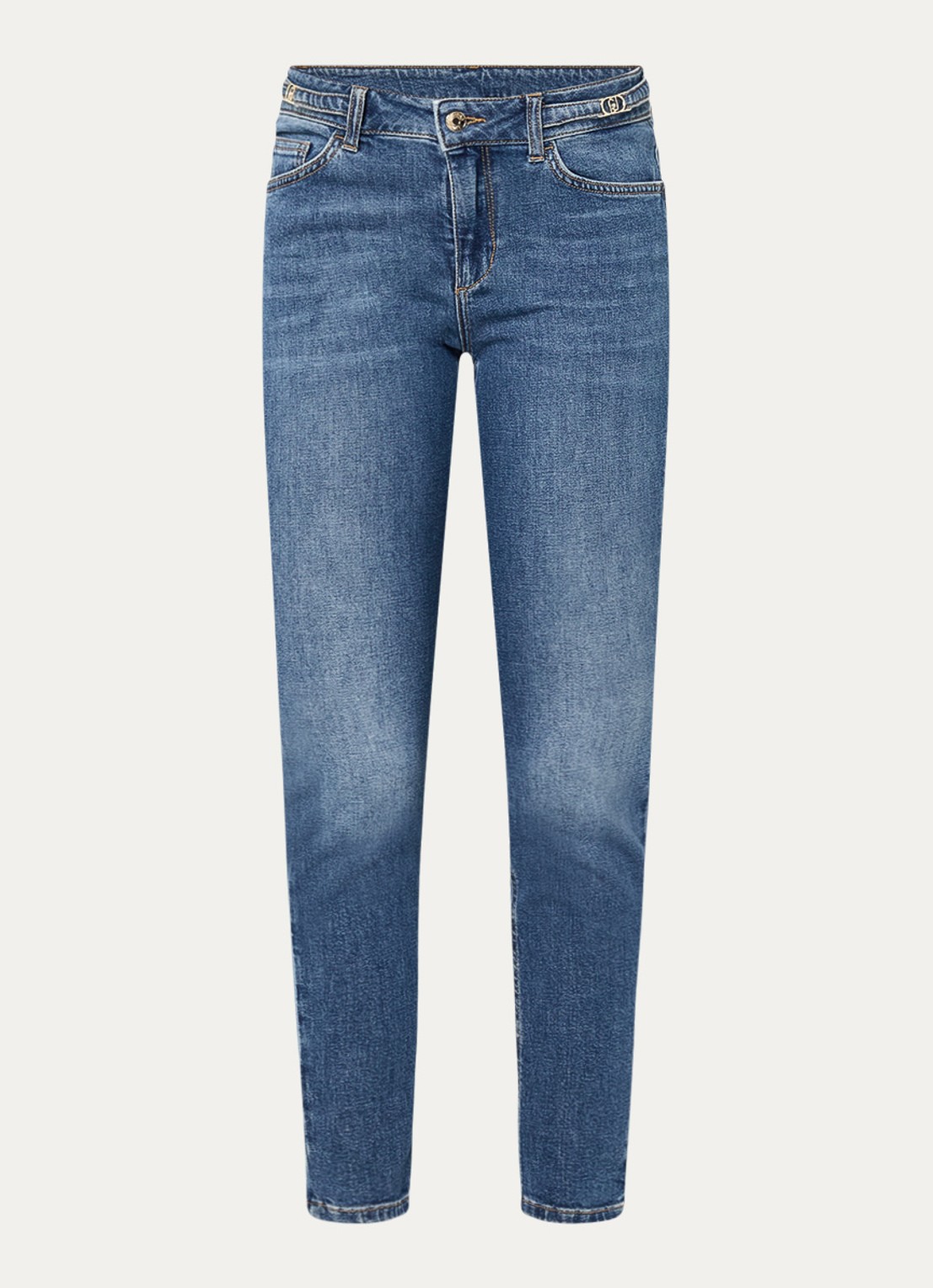 Liu Jo Mid waist cropped skinny jeans met medium wassing - voorkant 2 indigo