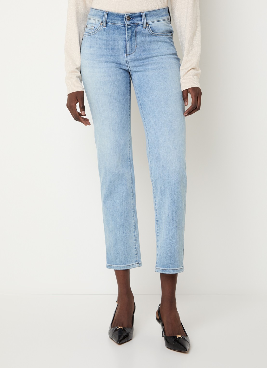 Liu Jo Mid waist cropped slim fit jeans met lichte wassing - detail 2 indigo
