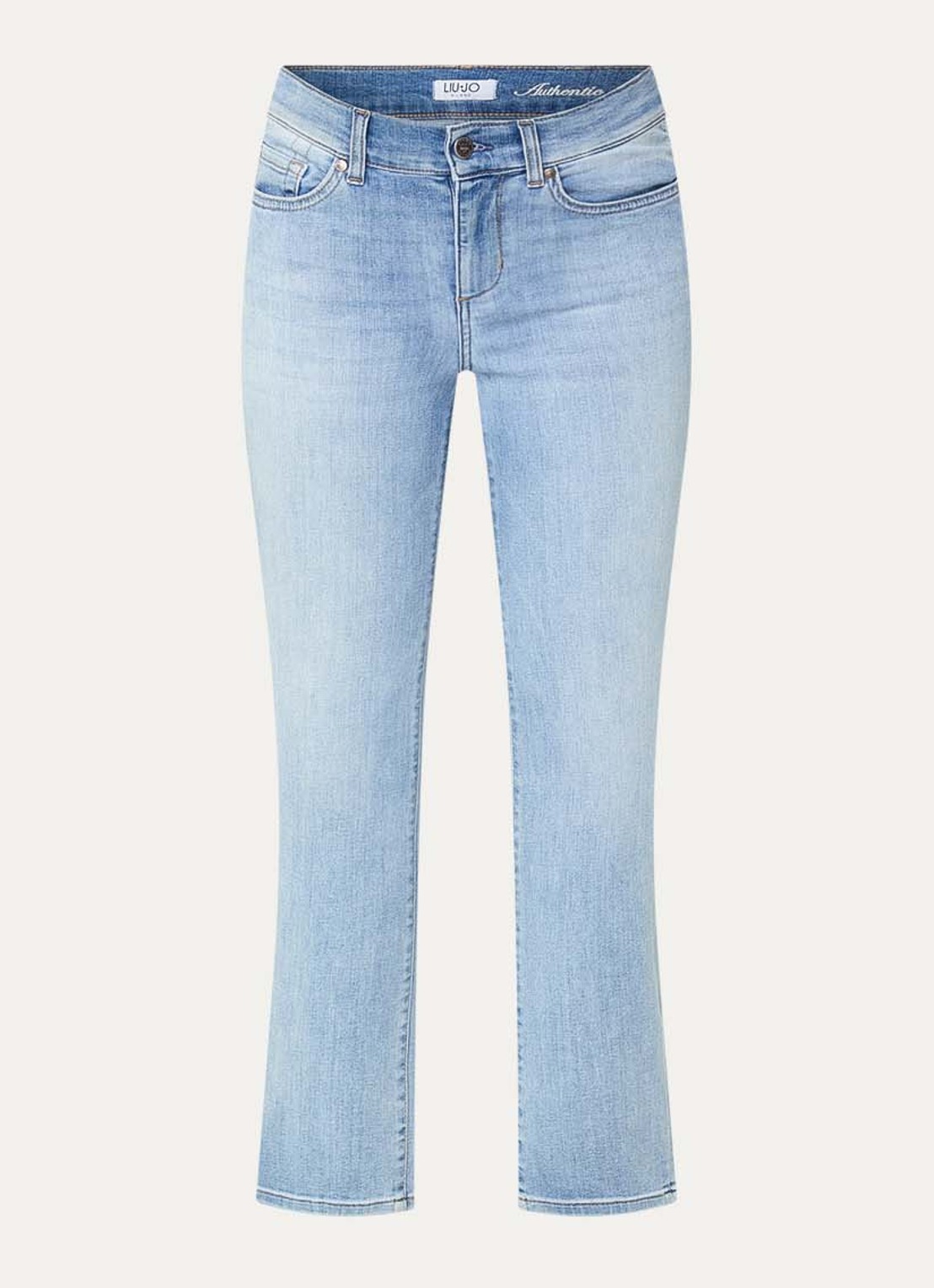 Liu Jo Mid waist cropped slim fit jeans met lichte wassing - voorkant 4 indigo
