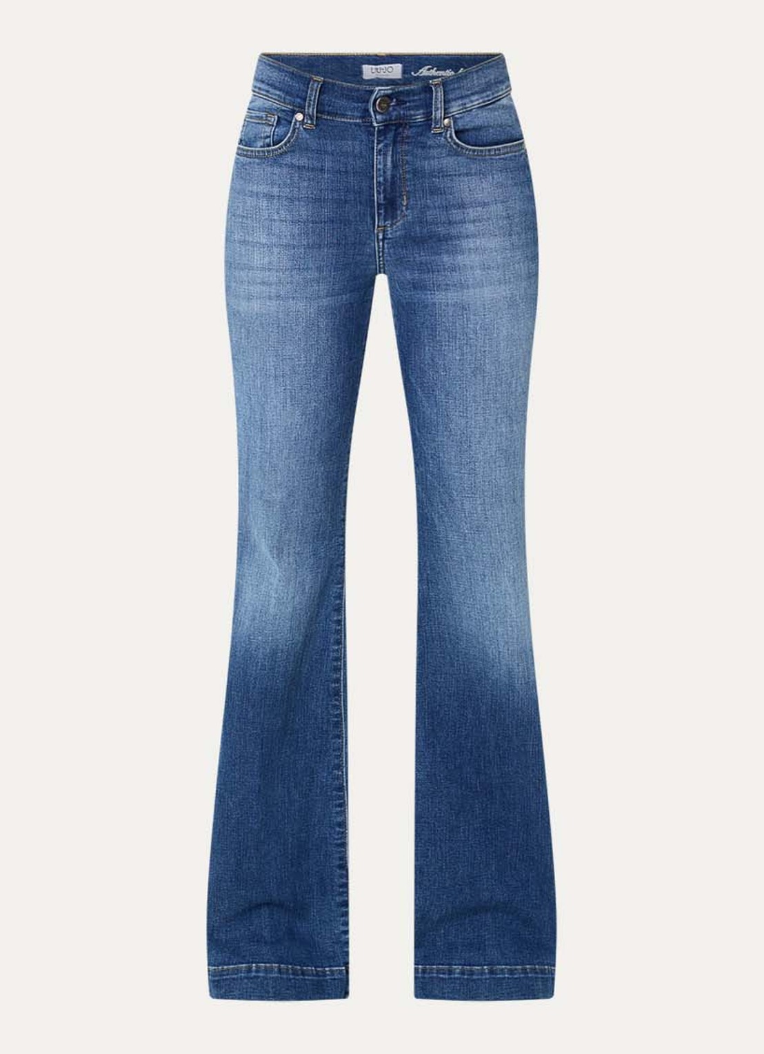 Liu Jo Mid waist flared jeans met donkere wassing - voorkant 4 indigo
