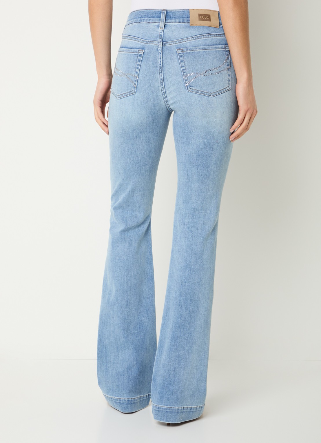Liu Jo Mid waist flared jeans met donkere wassing - achterkant 3 blauwgrijs