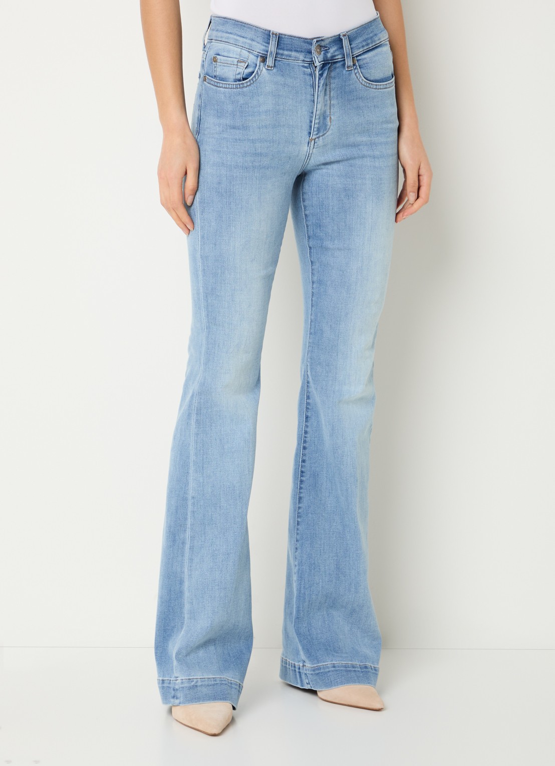 Liu Jo Mid waist flared jeans met donkere wassing - detail blauwgrijs