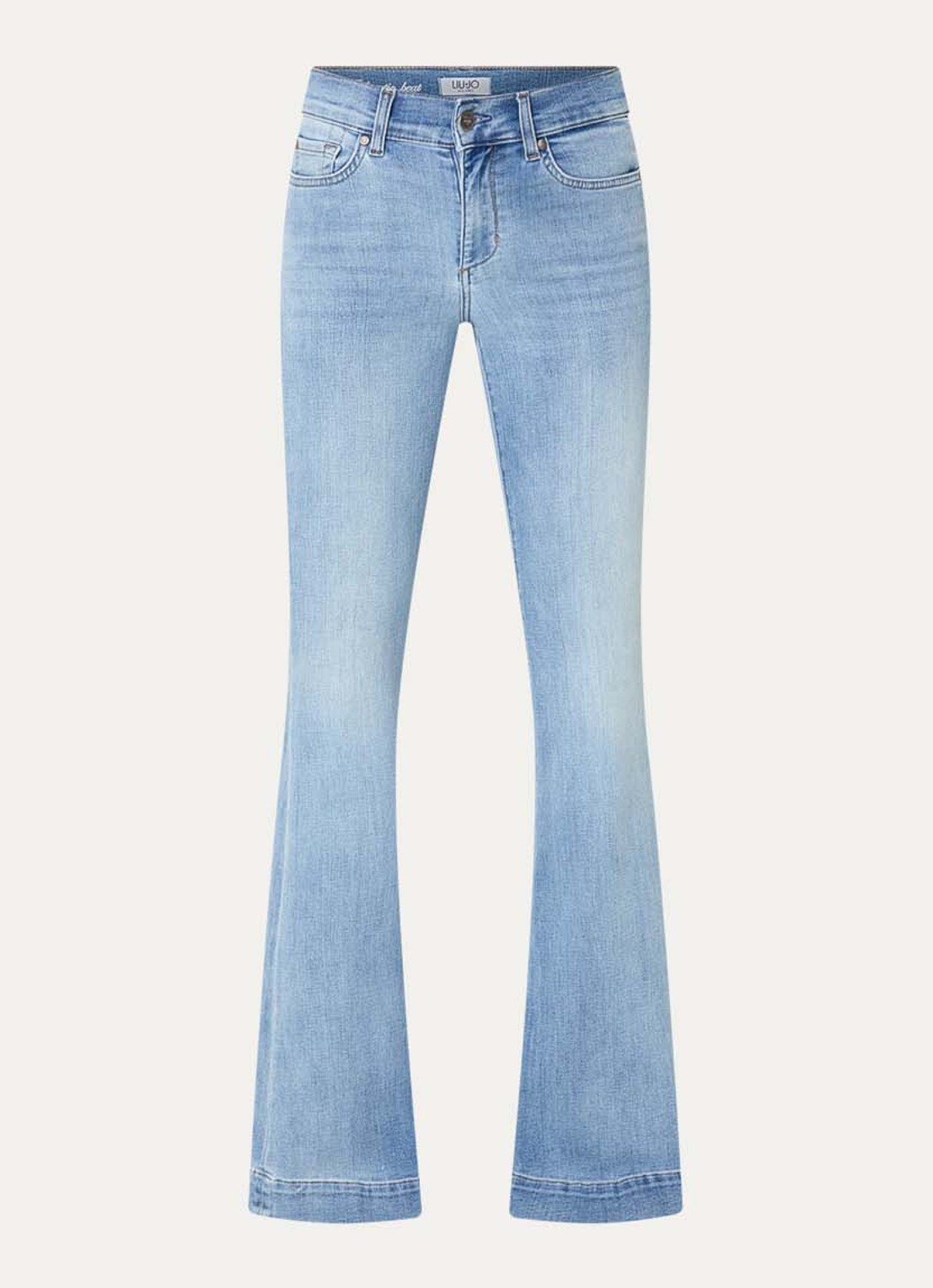 Liu Jo Mid waist flared jeans met donkere wassing - voorkant 4 blauwgrijs