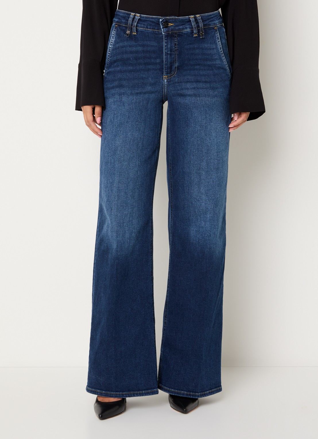Liu Jo Mid waist flared jeans met donkere wassing - detail 2 indigo