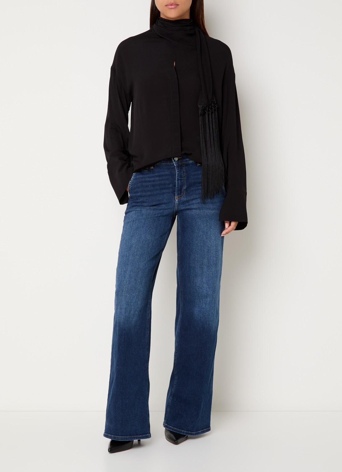 Liu Jo Mid waist flared jeans met donkere wassing - voorkant 4 indigo