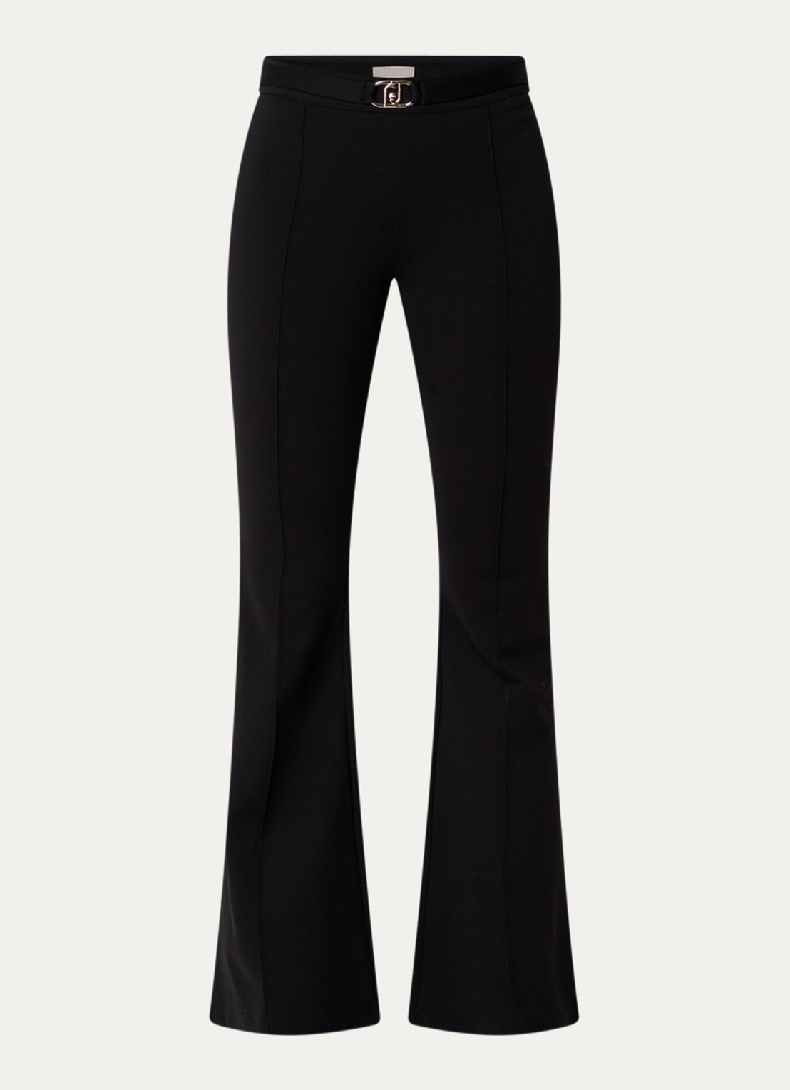 Liu Jo Mid waist flared pantalon met persplooi - voorkant 3 zwart