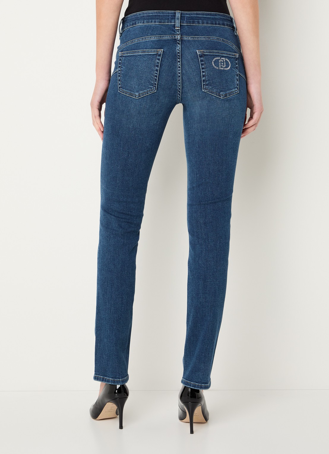 Liu Jo Mid waist skinny fit jeans met medium wassing - achterkant 5 indigo