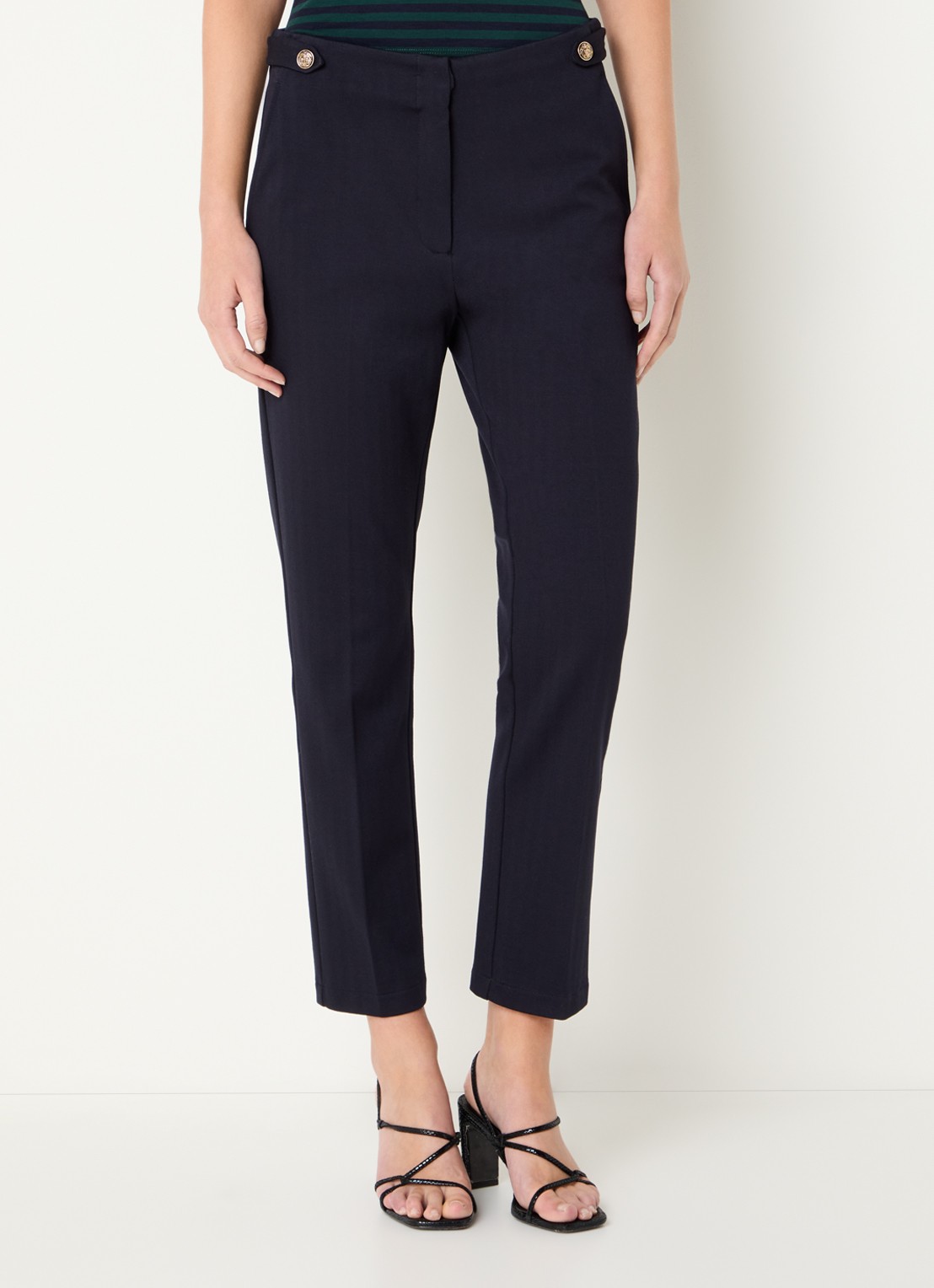 Liu Jo Mid waist slim fit pantalon met steekzakken - detail 2 donkerblauw