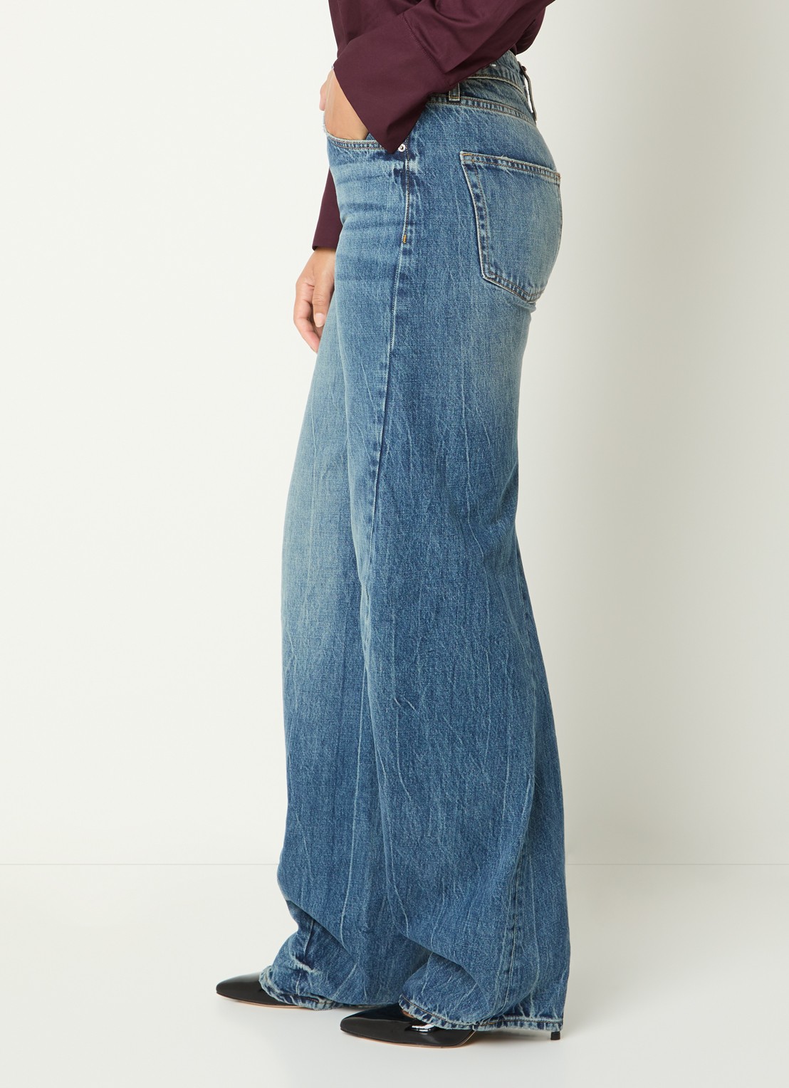 Liu Jo Mid waist straight leg jeans met asymmetrisch detail - detail 2 indigo