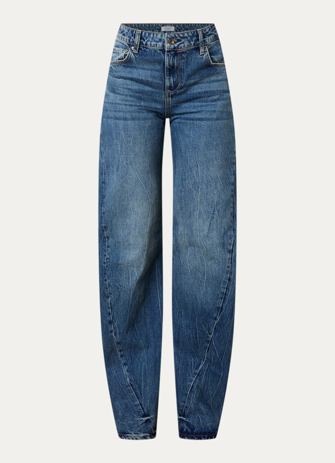 Liu Jo Mid waist straight leg jeans met asymmetrisch detail - voorkant 3 indigo