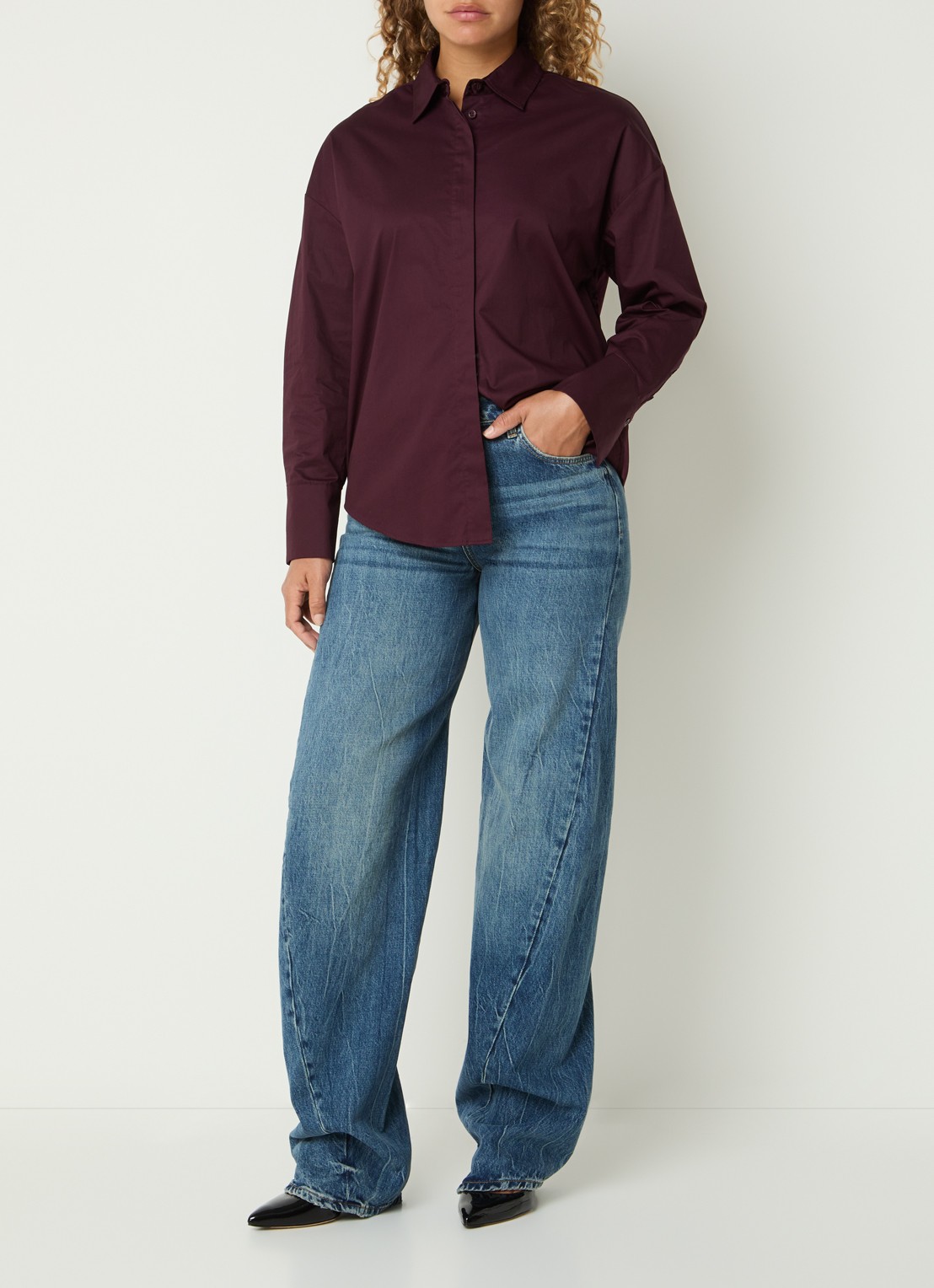Liu Jo Mid waist straight leg jeans met asymmetrisch detail - voorkant 4 indigo