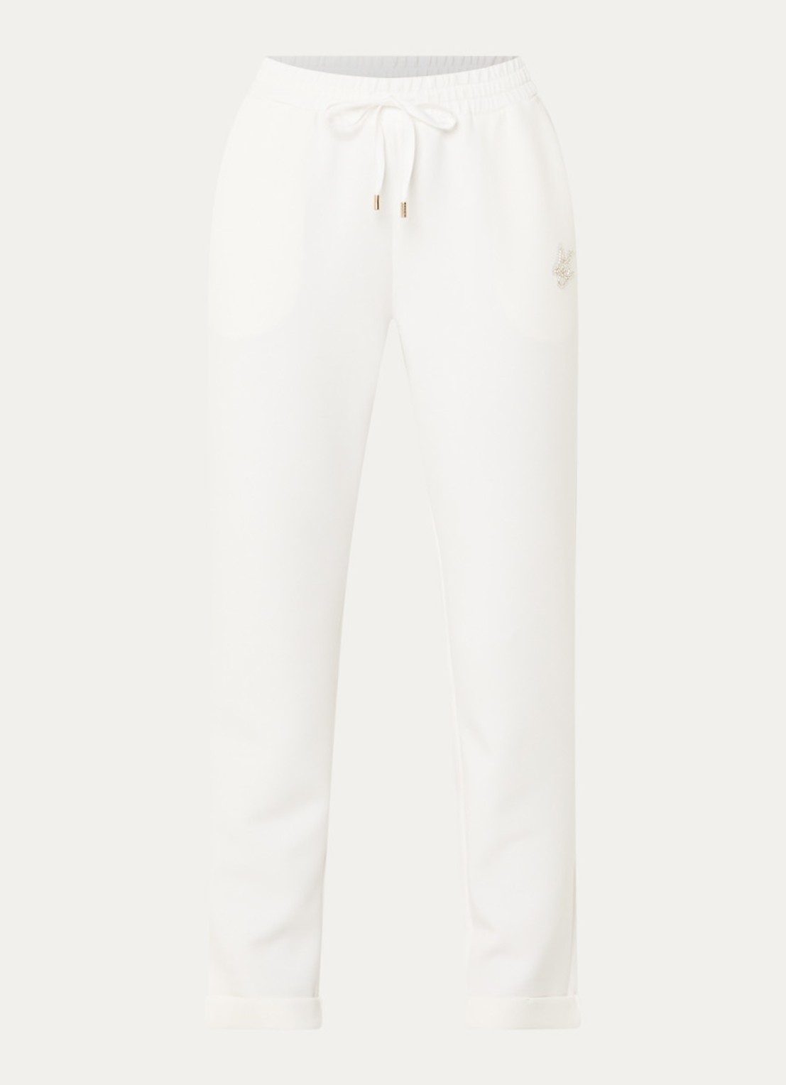 Liu Jo Mid waist tapered fit cropped joggingbroek met logo - voorkant 3 wit
