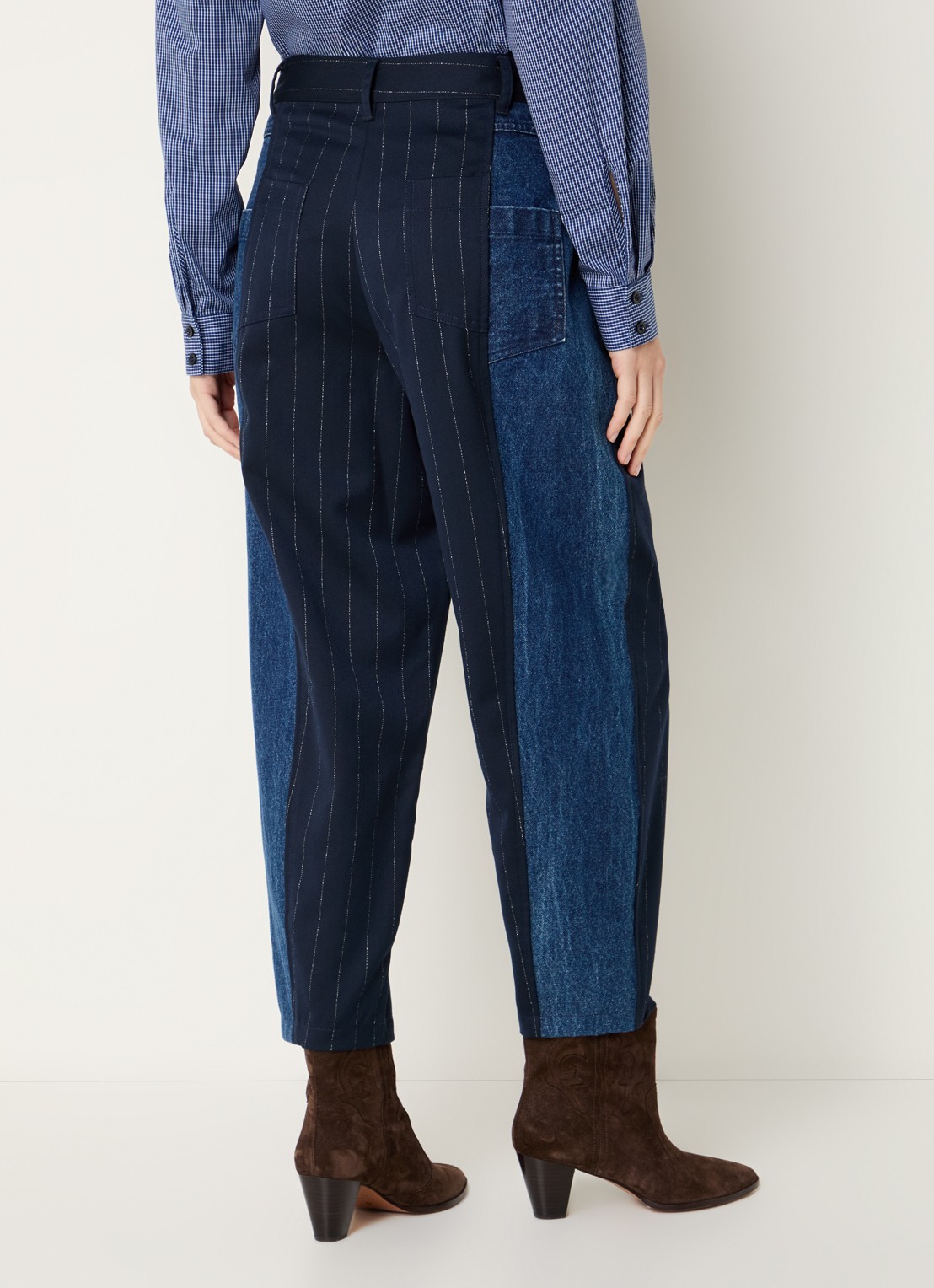 Liu Jo Mid waist wide fit broek met medium wassing - achterkant 2 donkerblauw