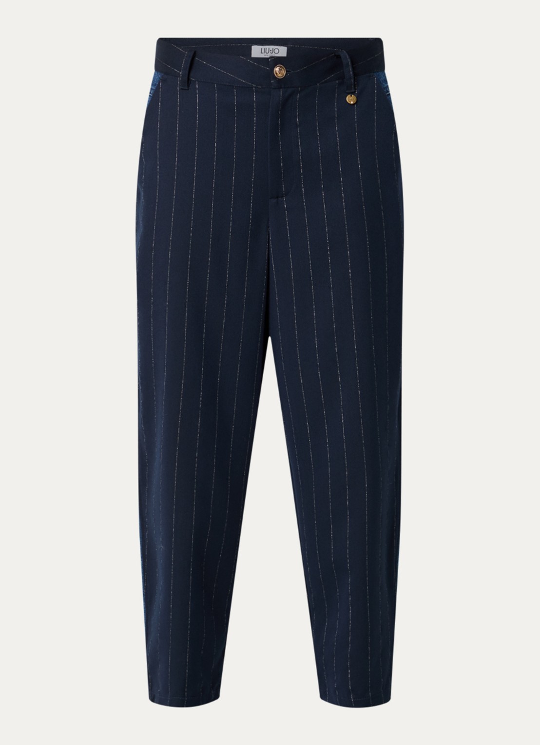 Liu Jo Mid waist wide fit broek met medium wassing - voorkant 3 donkerblauw