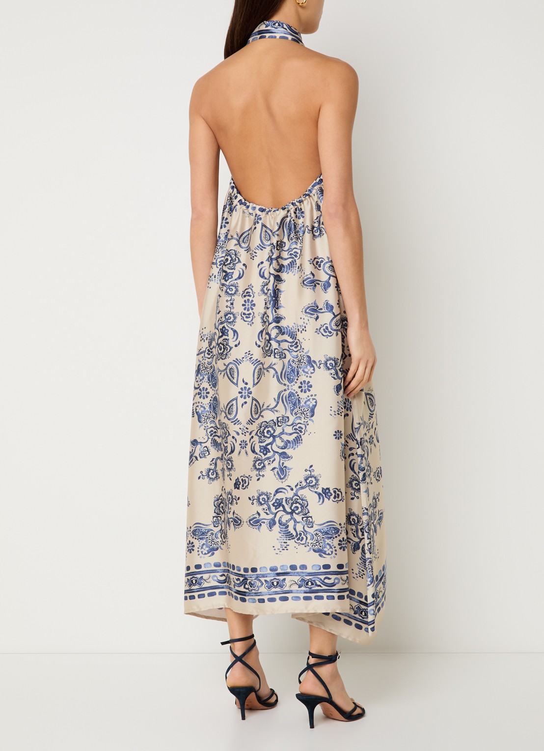 Liu Jo Midi blousejurk met bloemenprint - achterkant 3 beige