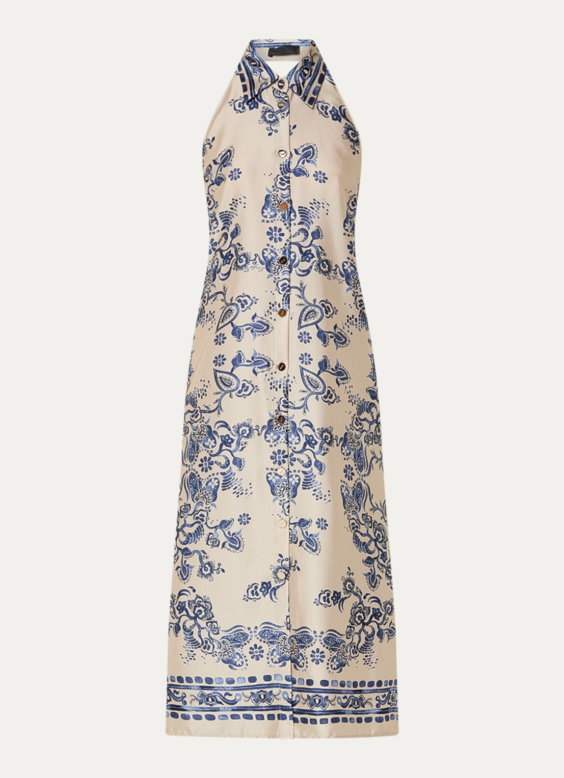 Liu Jo Midi blousejurk met bloemenprint - voorkant beige