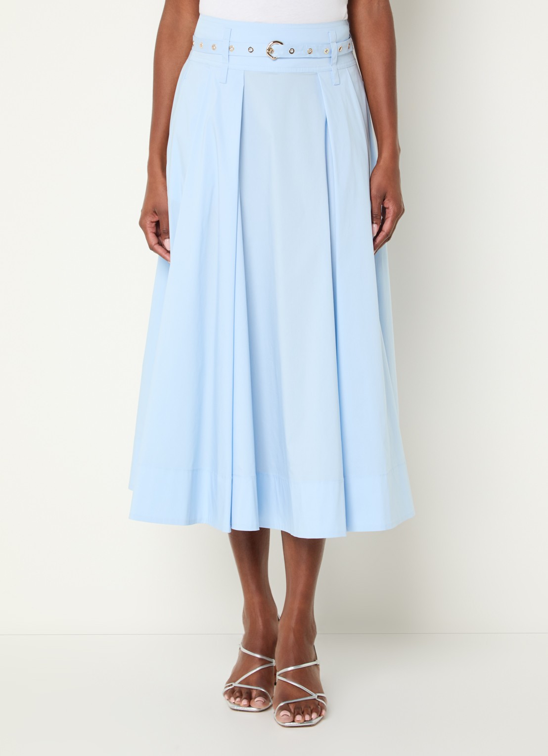 Liu Jo Midi rok met ceintuur - detail 4 lichtblauw