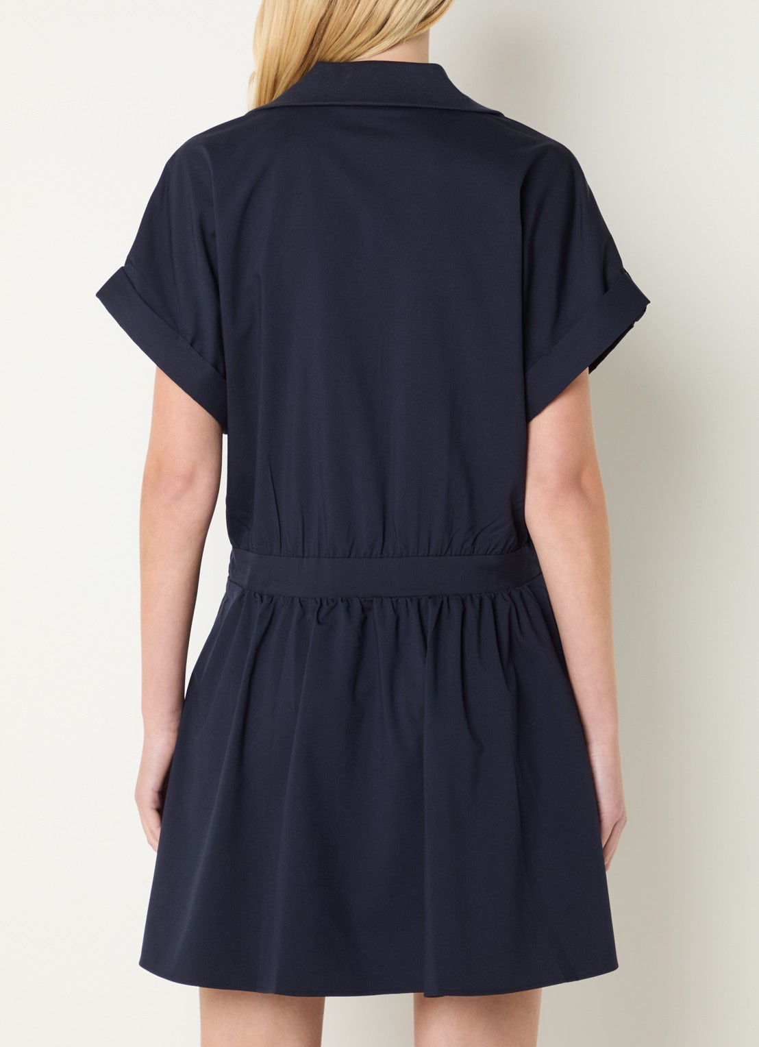 Liu Jo Mini A-lijn tuniekjurk met ceintuur in bambooblend - achterkant 2 donkerblauw