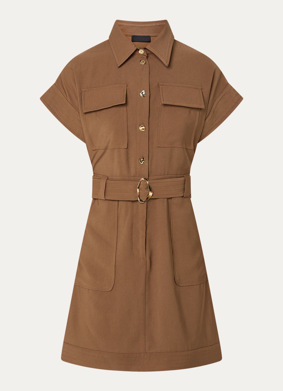 Liu Jo Mini blousejurk met borst- en steekzakken - voorkant 2 roestbruin