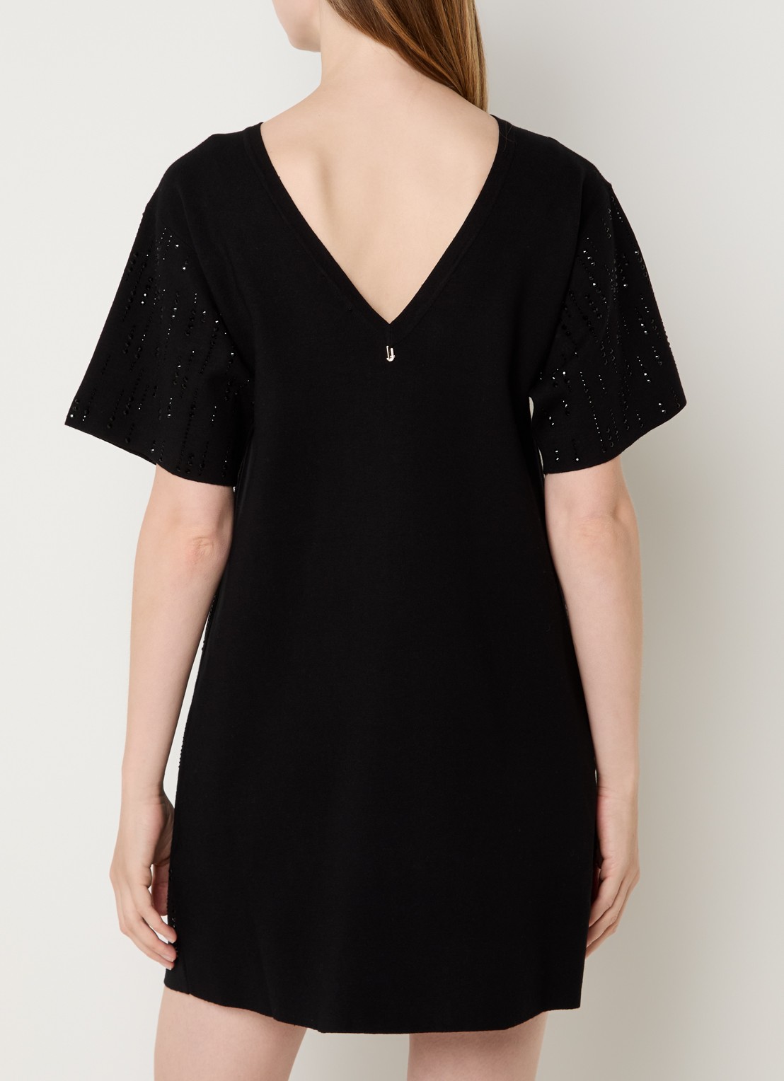 Liu Jo Mini jurk met boothals en strass - achterkant 2 zwart