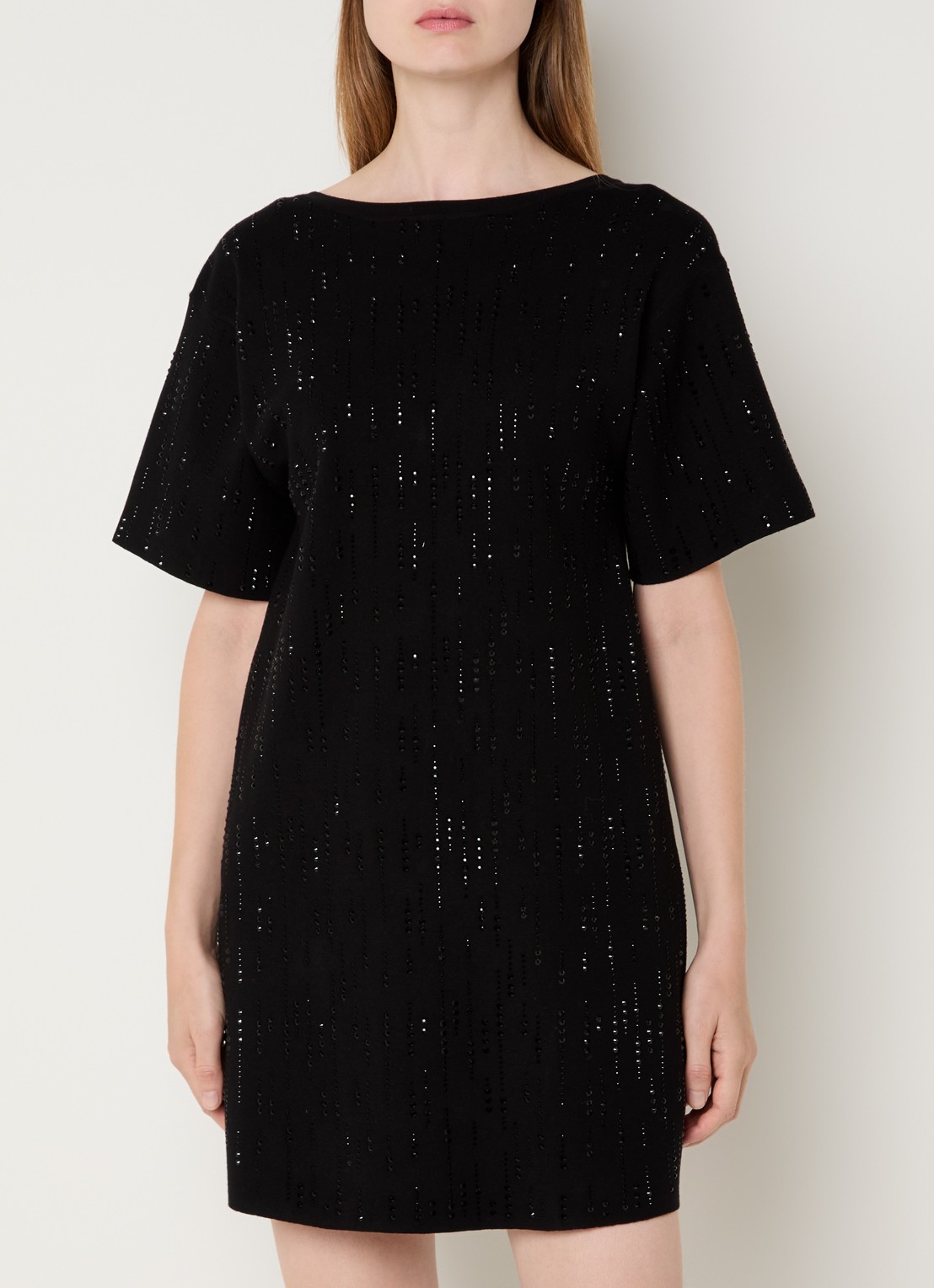 Liu Jo Mini jurk met boothals en strass - detail zwart