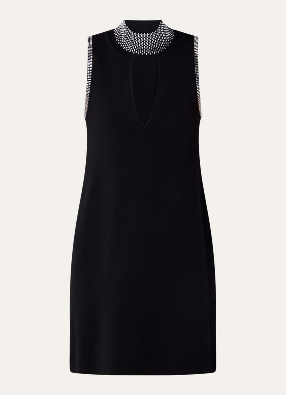 Liu Jo Mini jurk met strass en cut-out detail - voorkant zwart