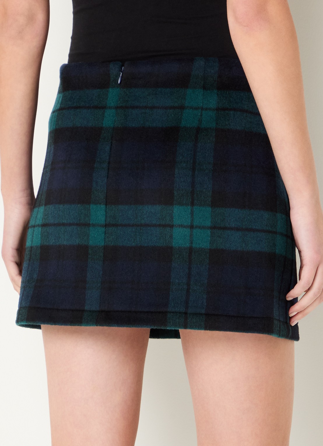 Liu Jo Mini rok in wolblend met ruitdessin - achterkant 2 groen