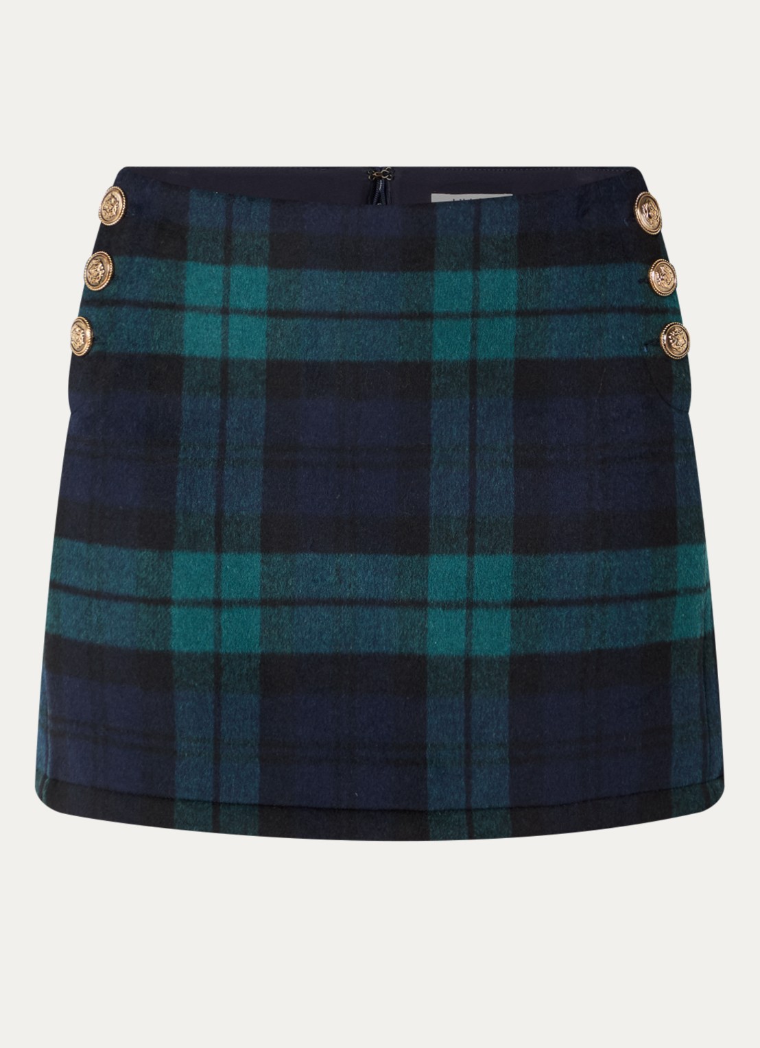 Liu Jo Mini rok in wolblend met ruitdessin - voorkant 3 groen