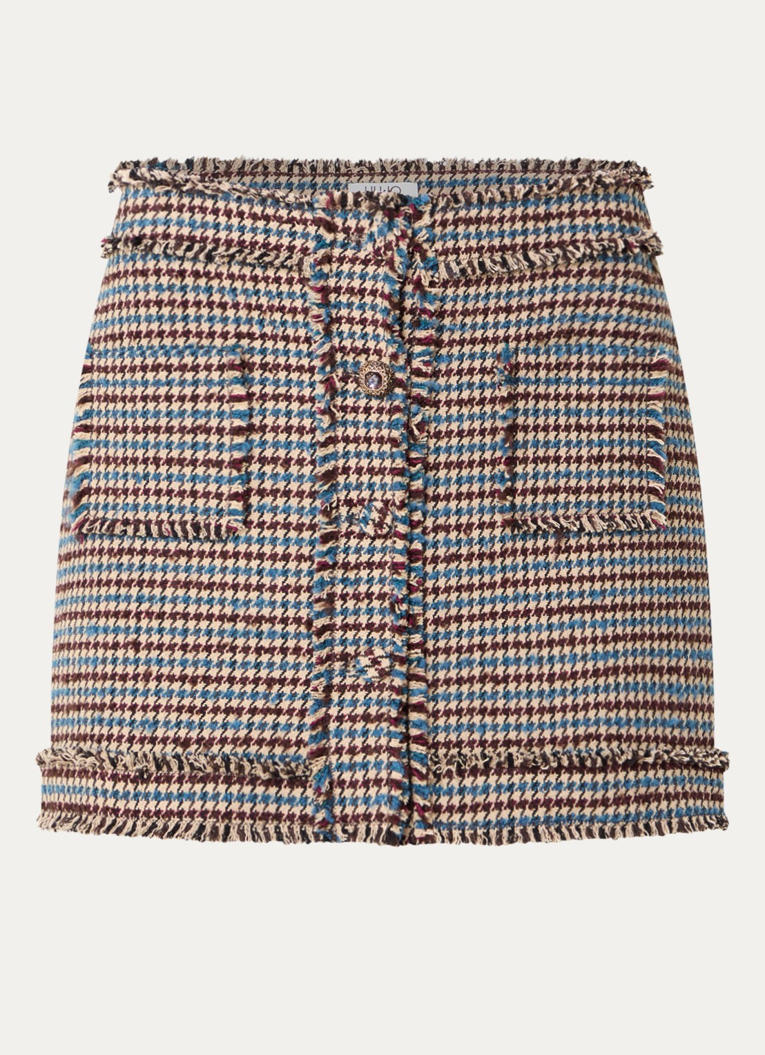 Liu Jo Mini rok met pied-de-poule dessin - voorkant 3 camel