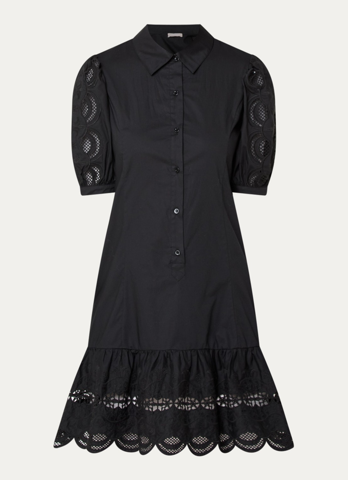 Liu Jo Mini tuniekjurk met broderie - voorkant 3 zwart