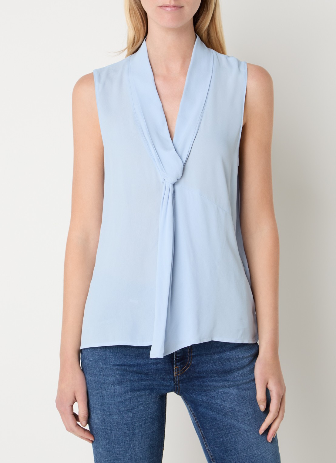 Liu Jo Mouwloze top met knoopdetail - detail 4 lichtblauw