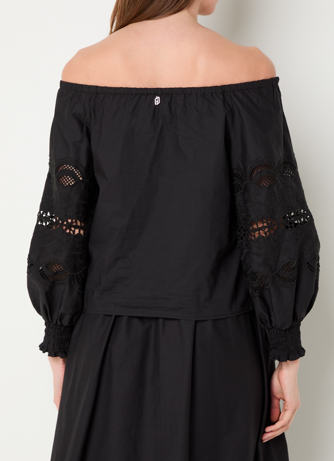 Liu Jo Off-shoulder top met opengewerkt dessin - achterkant zwart