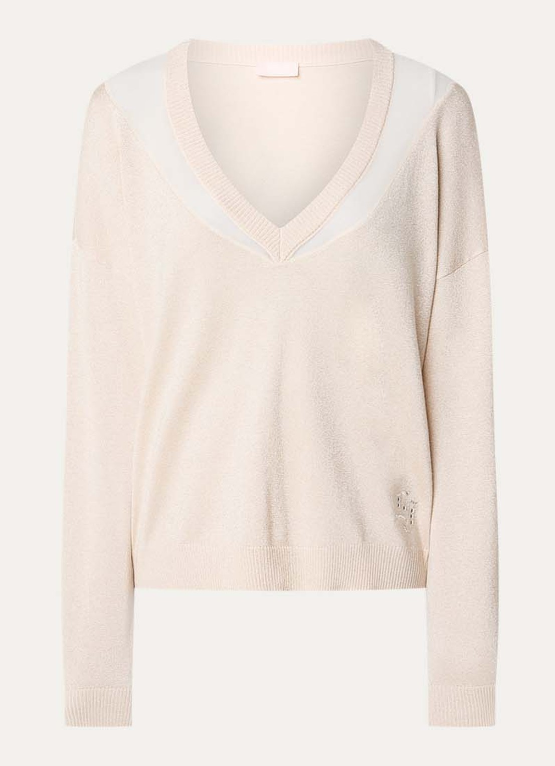 Liu Jo Pullover met lurex en details van mesh - voorkant creme
