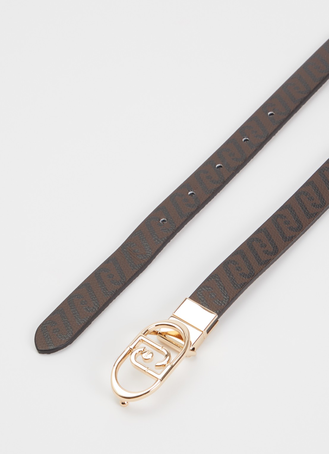 Liu Jo Reversible riem met logoprint  - detail hazelnootbruin