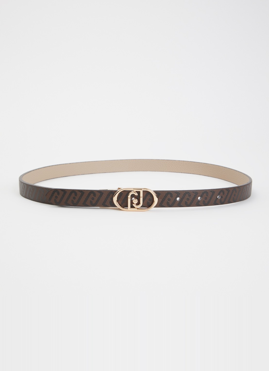 Liu Jo Reversible riem met logoprint  - voorkant 3 hazelnootbruin
