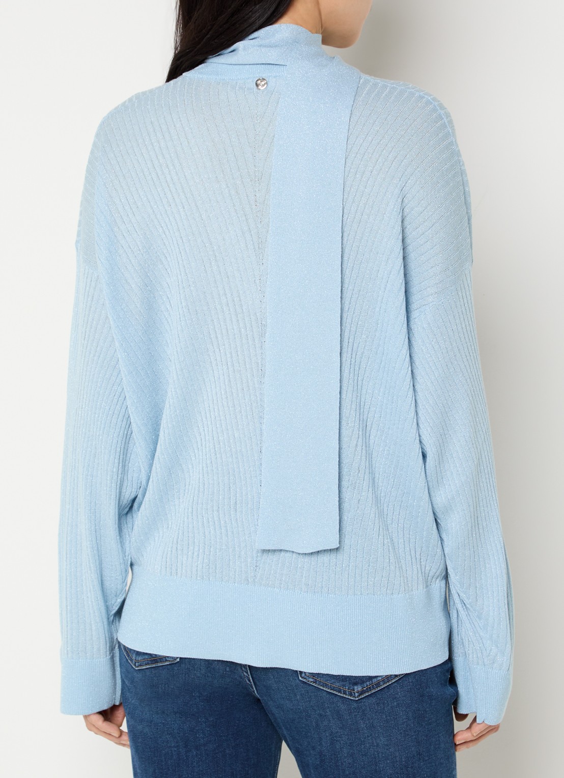 Liu Jo Ribgebreide pullover met sjaalkraag en lurex - achterkant 4 koper