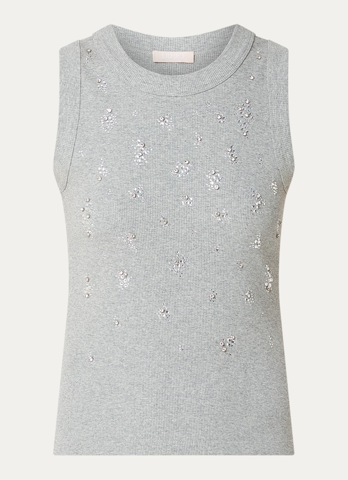Liu Jo Ribgebreide tanktop met strass - voorkant 2 grijs