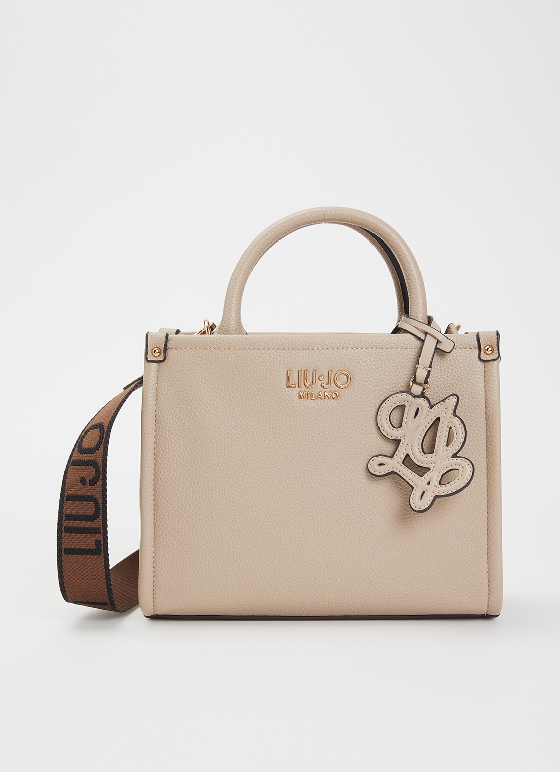 Liu Jo Ridhi handtas met tasbedel en logo - voorkant 5 donkerbeige