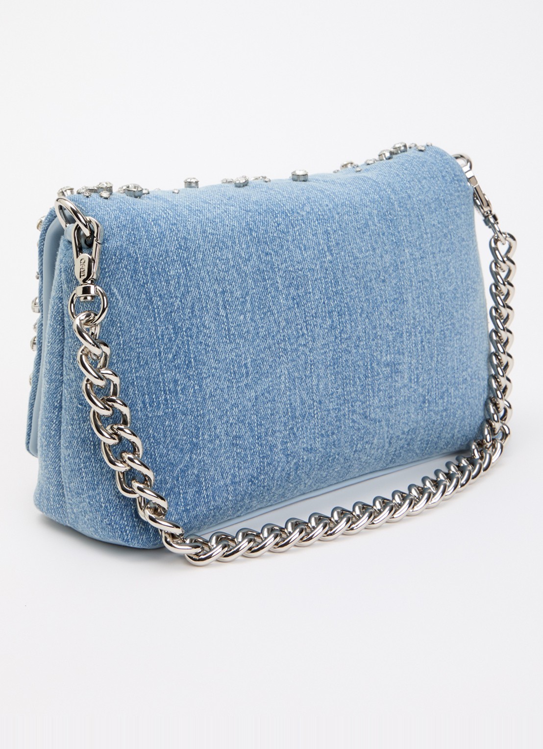 Liu Jo Schoudertas van denim met strass - achterkant 4 lichtblauw