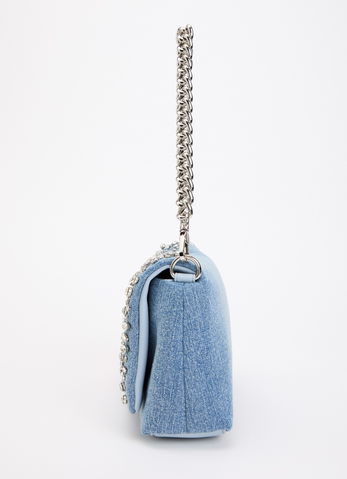 Liu Jo Schoudertas van denim met strass - detail 2 lichtblauw