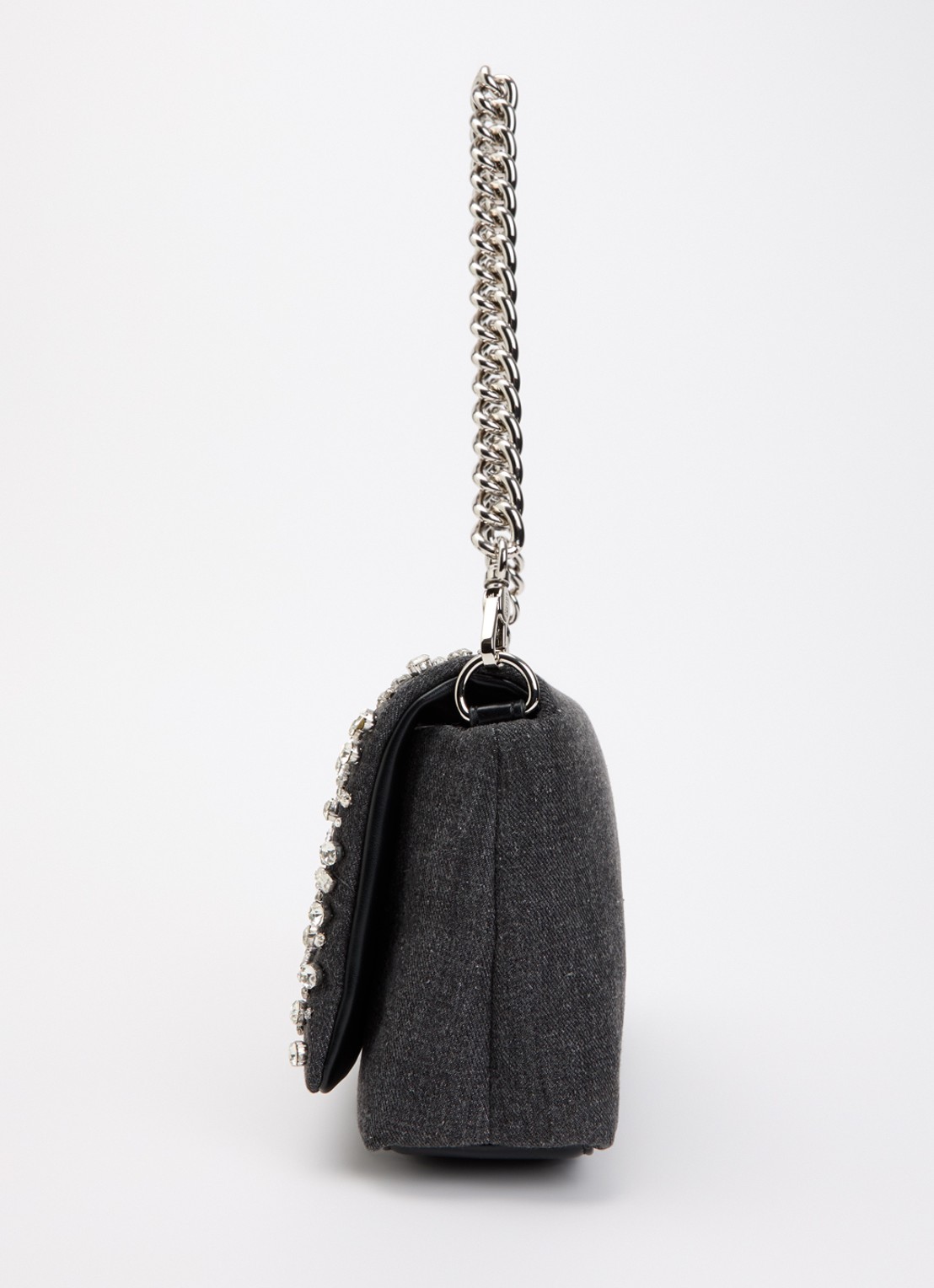 Liu Jo Schoudertas van denim met strass - detail 4 donkergrijs