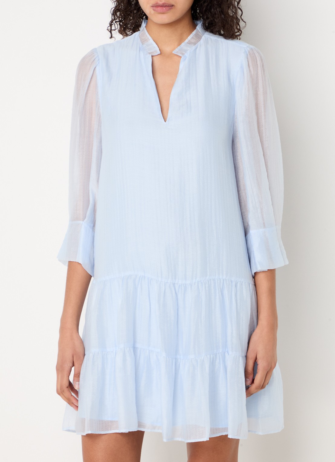 Liu Jo Semi-transparante mini tuniekjurk met pofmouw - detail 2 lichtblauw