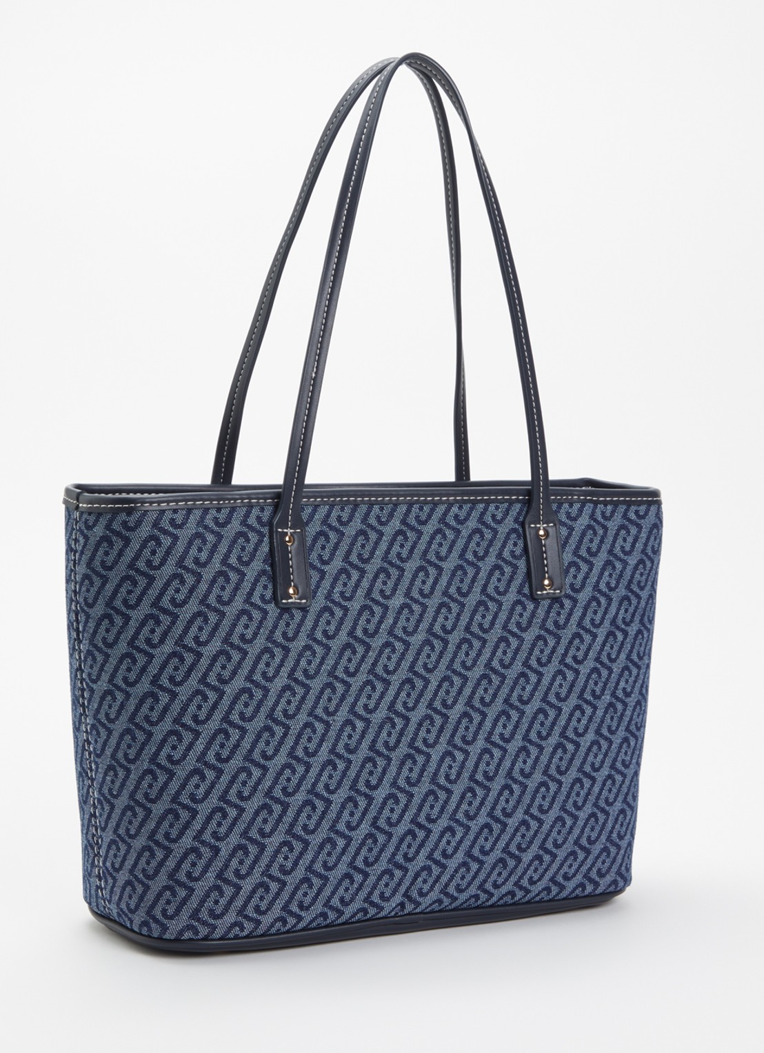 Liu Jo Shopper van denim met logoprint - achterkant 4 donkerblauw