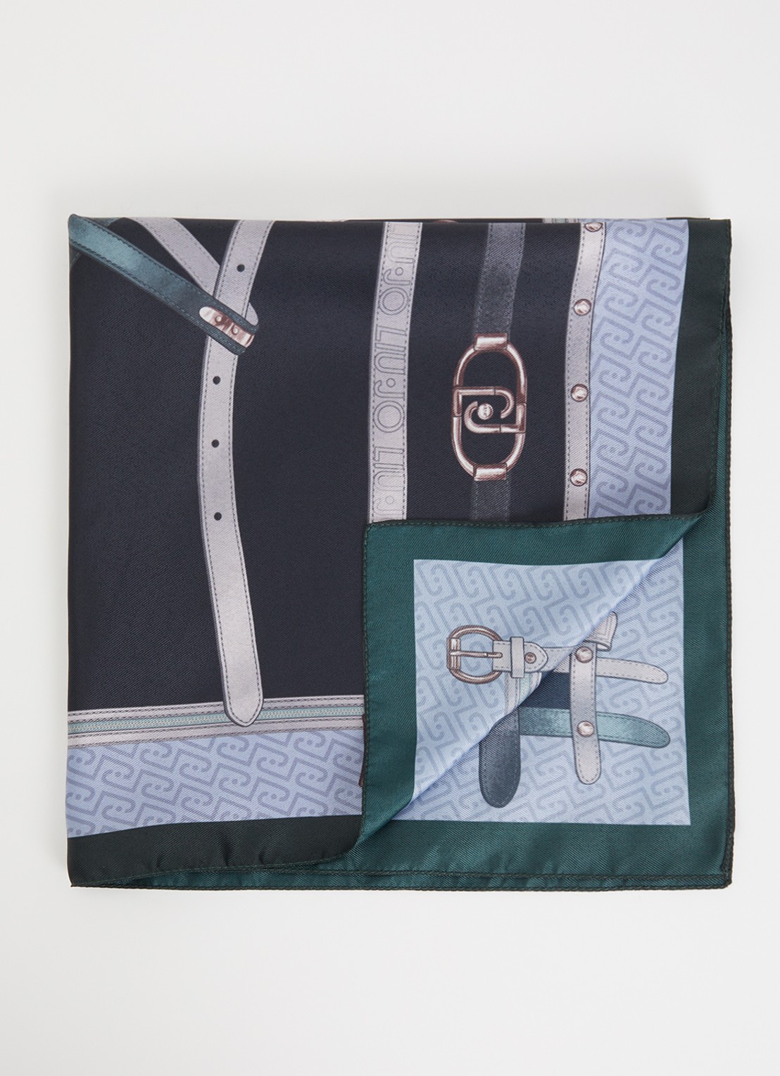 Liu Jo Sjaal met print 50 x 50 cm - voorkant 3 blauw