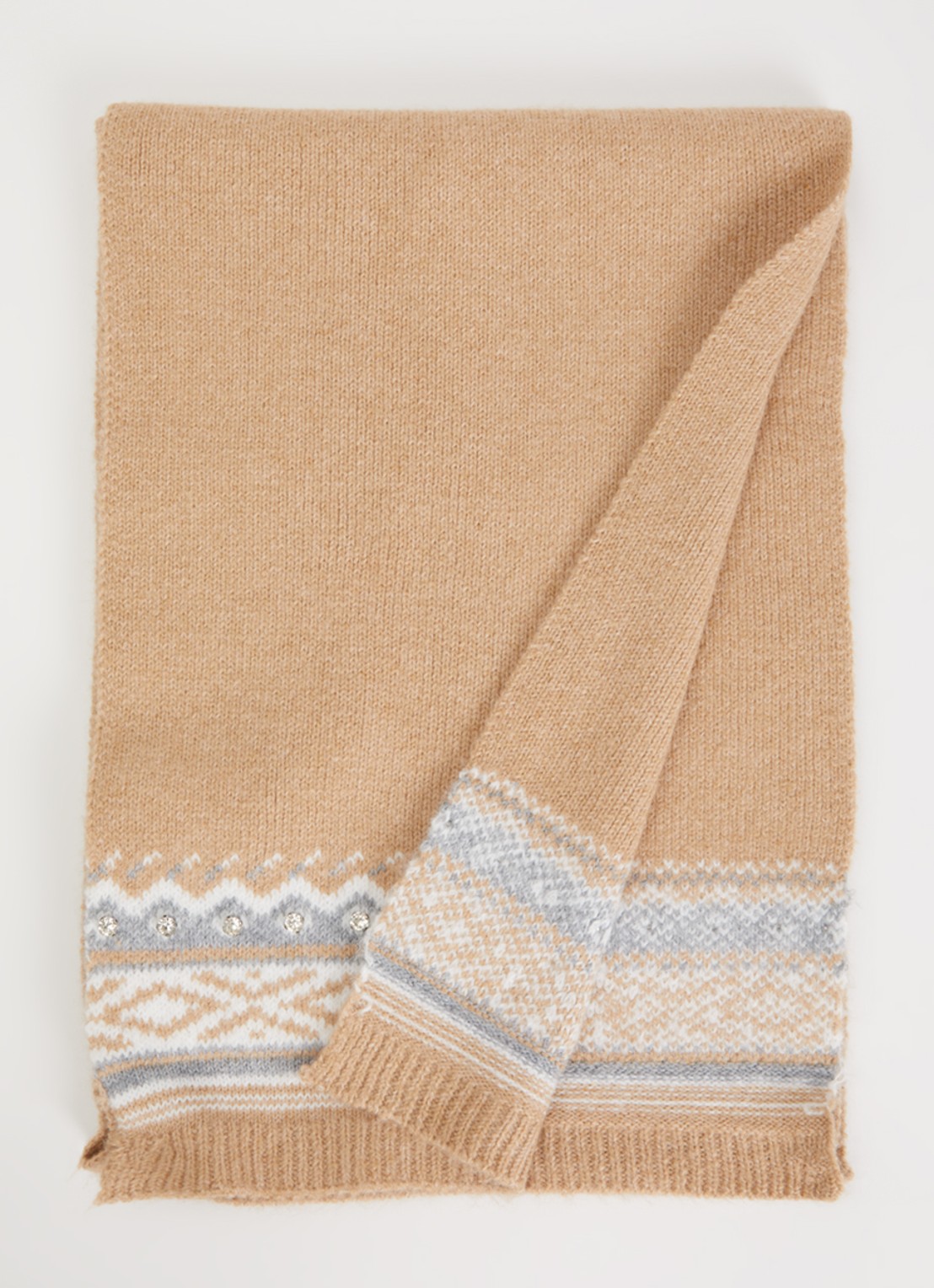 Liu Jo Sjaal met strass 180 x 33 cm  - voorkant camel