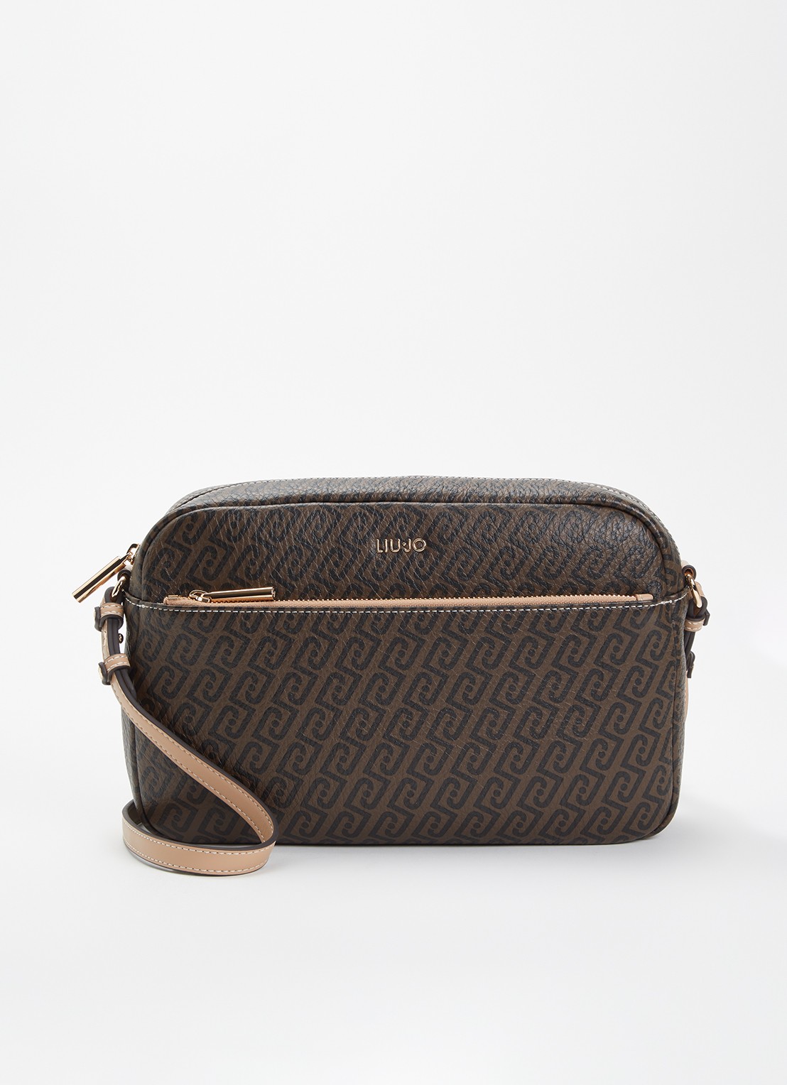 Liu Jo Small crossbodytas met logoprint - voorkant donkerbruin
