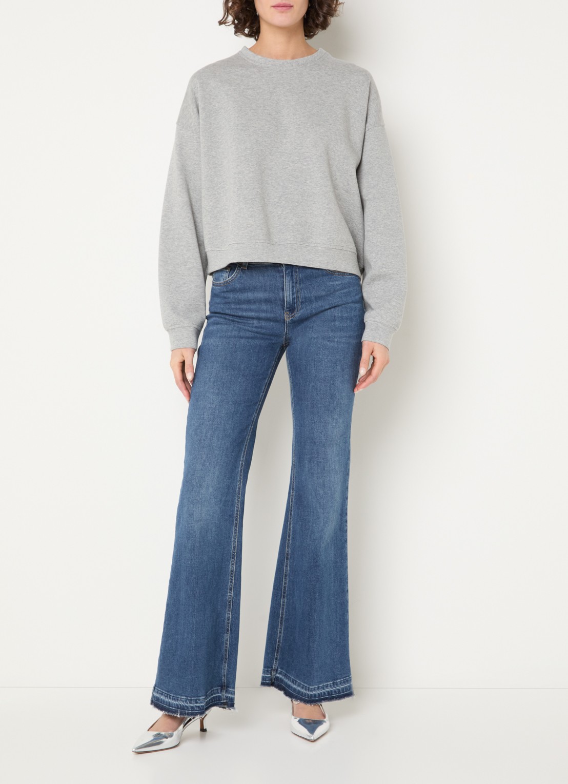 Liu Jo Sweater met afneembare kraag en strass - voorkant 2 grijsmele